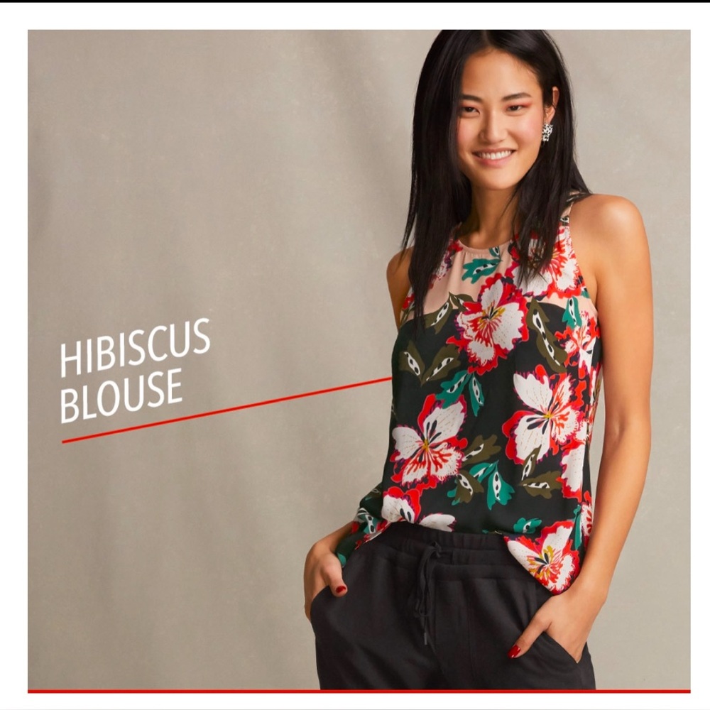 CABI Hibiscus blouse sleeveless size M floral top tank